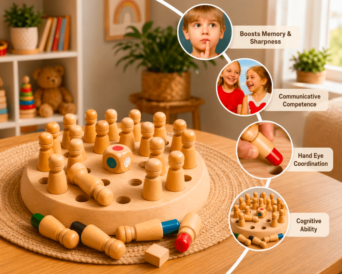 Wooden Memory Chess Game